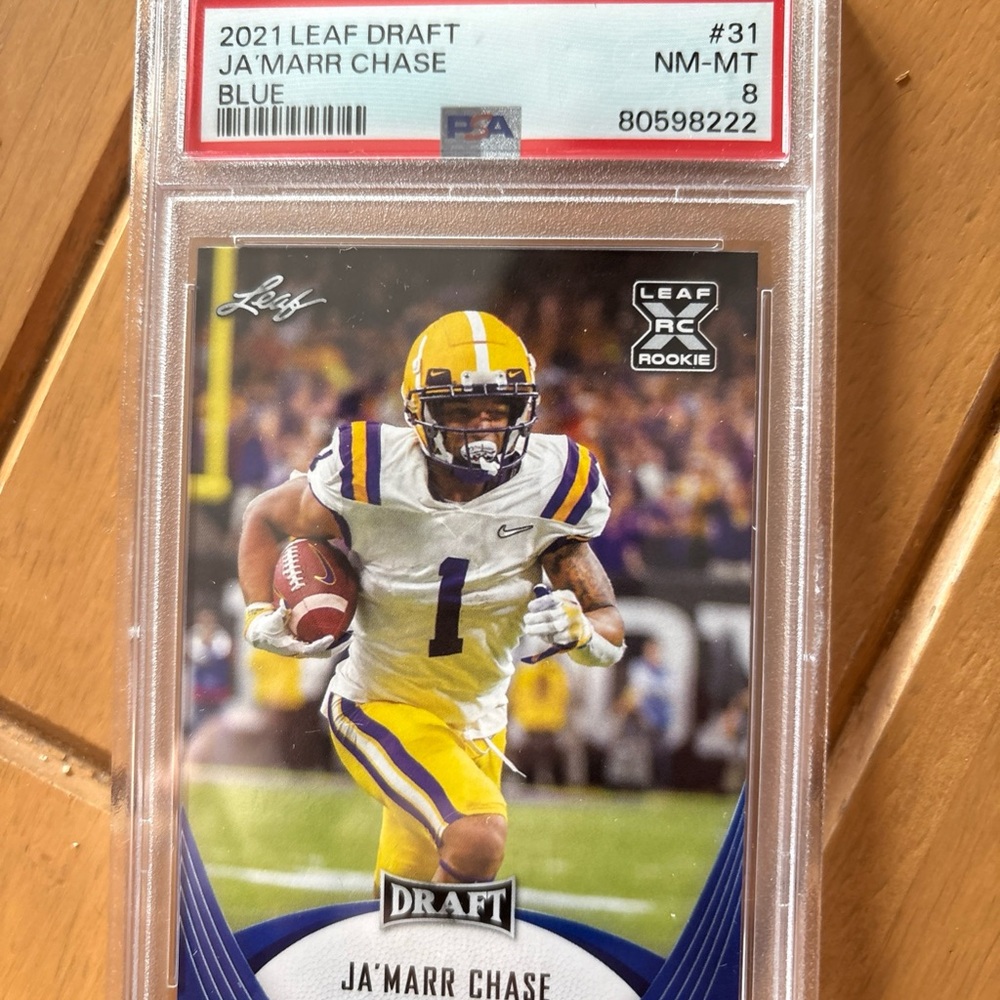 Draft Ja'Marr Chase Trading Card - Leaf Draft Rookie Card PSA 8
